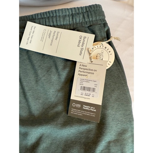 Vuori Mens Sunday Performance Jogger XXL Kashmir Heather Green V416 NWT - Picture 4 of 6